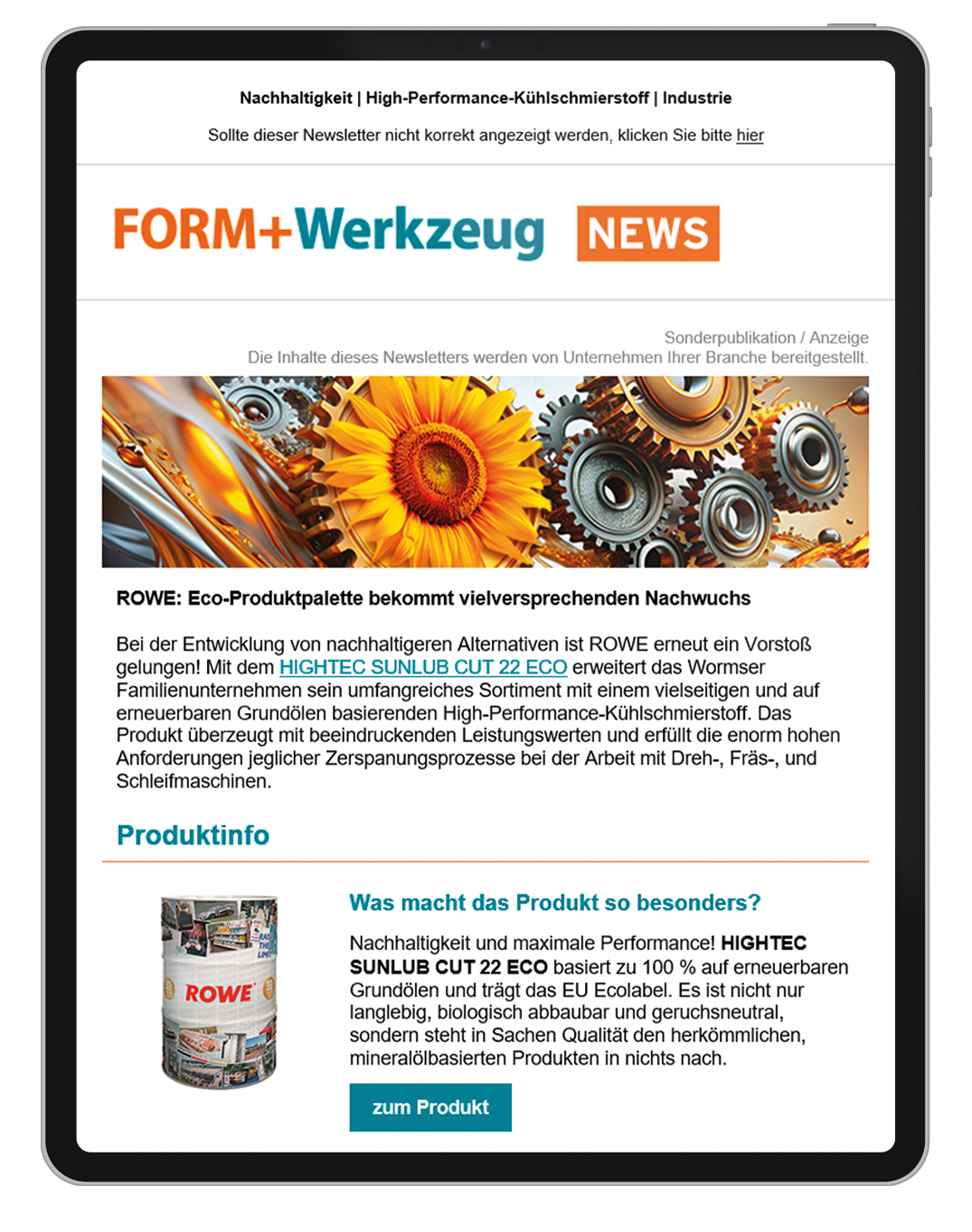 FORM+Werkzeug Standalone-Newsletter