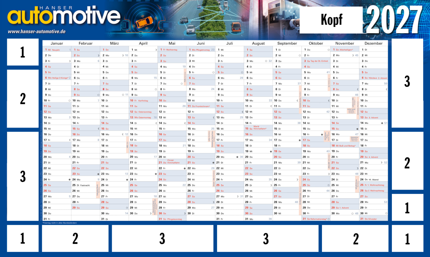 Wandkalender mit Logoplätzen Fachzeitschrift HANSER automotive