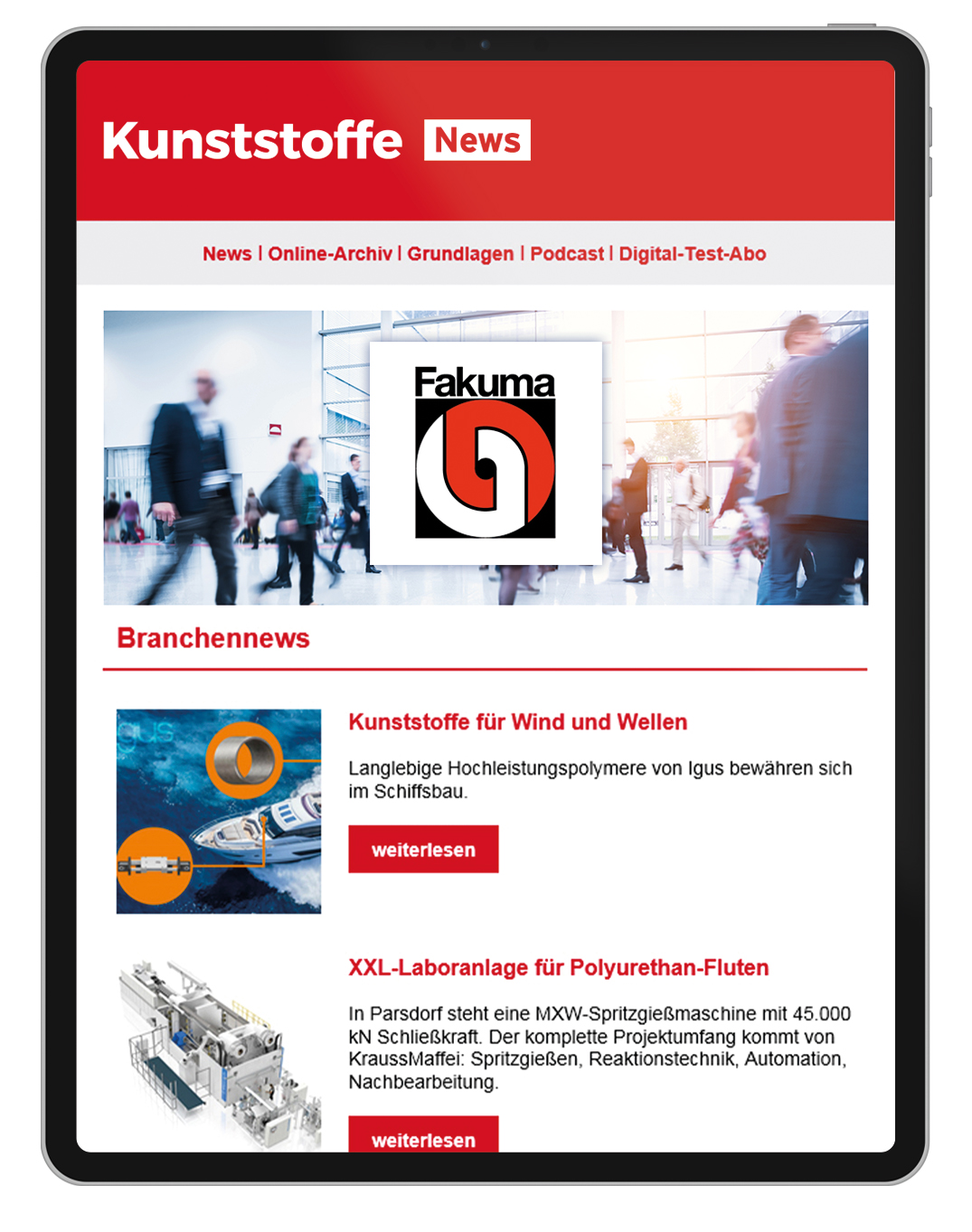 Fakuma-Newsletter von Kunststoffe