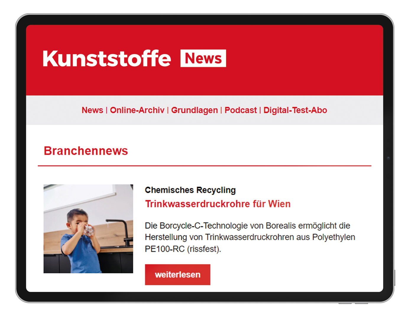 Newsletter-Anzeige in Kunststoffe News