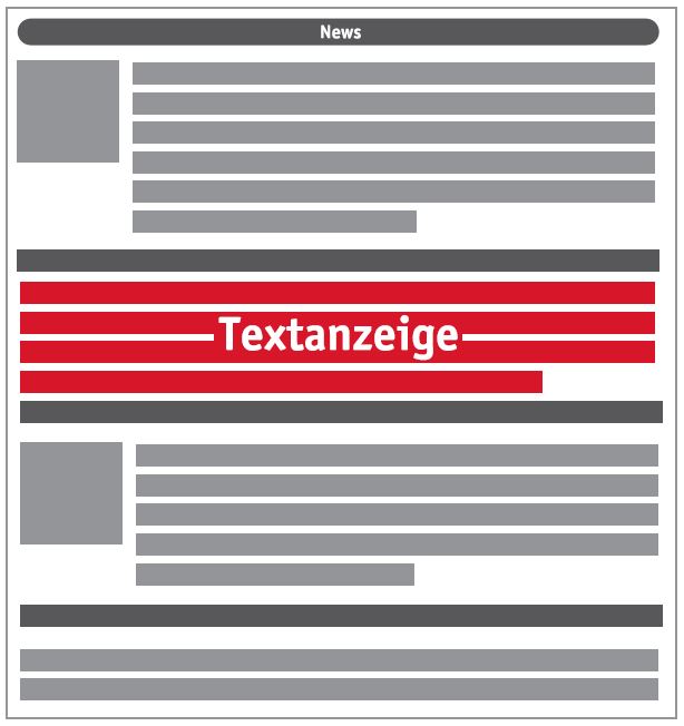 Textanzeige für Kunststoffe Newsletter