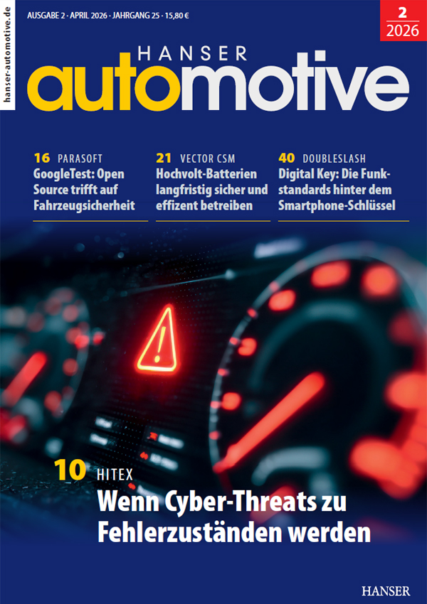 Fachzeitschrift HANSER automotive Titelseite Ausgabe 2/2026
